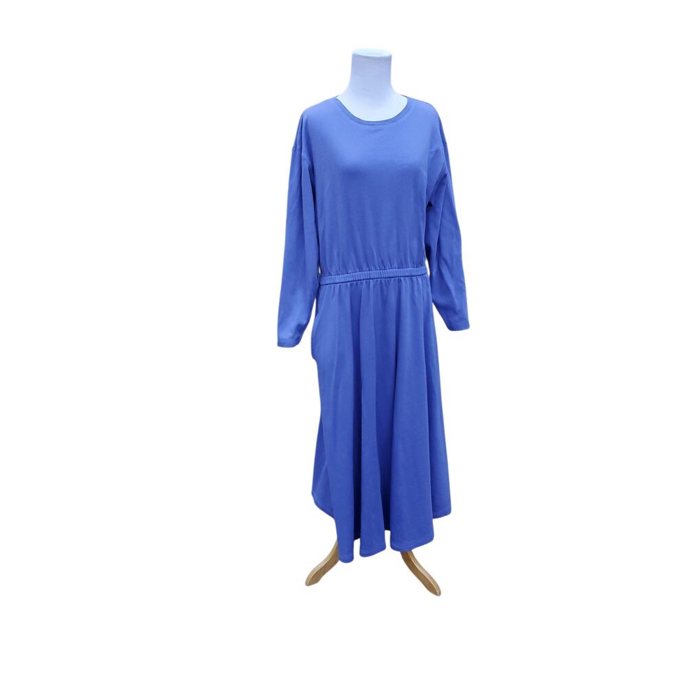 Vintage LL Bean Periwinkle Blue Purple Cotton Dress Soft Cottage Granola Cabin M - Picture 8 of 16